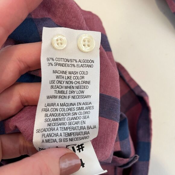 Ben Sherman Pink Blue Plaid Men's Casual Shirt Button Front Large - Picture 5 of 8